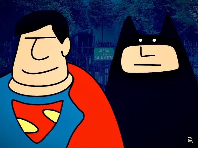 Batman et Superman rue de Bièvre / © Pascal Mabille